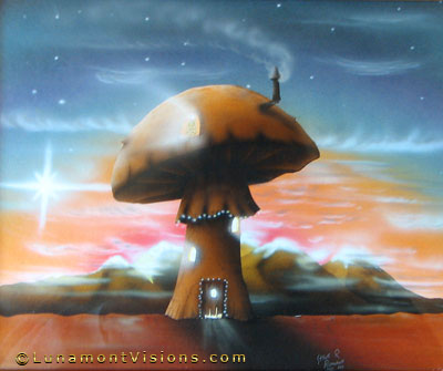 Airbrush Painting of Christmas Cottage