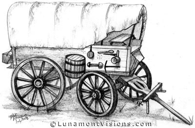 Pencil Drawing of Covered Wagon