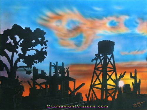 Airbrush Painting of Ghost Town Rail Stop
