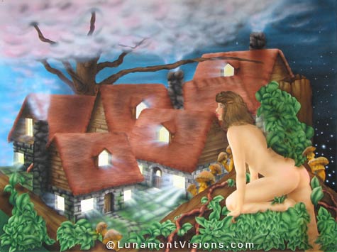 Airbrush Painting of Peeking Nymph