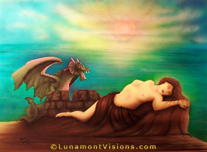 Airbrush Painting of Princess and the Dragon